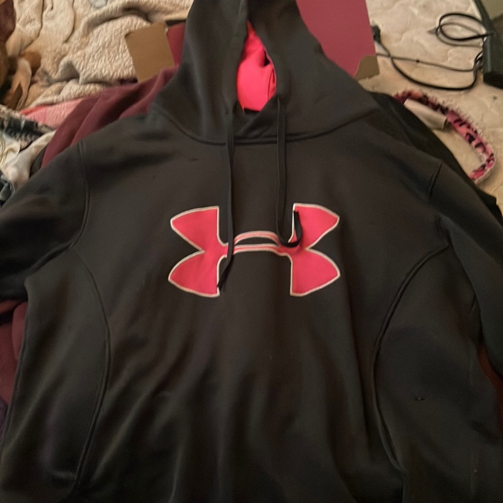 Under armour hoodie black and pink.
